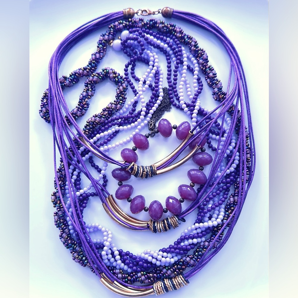 Lot of 4 Vintage Purple/Gold Tone Jewelry